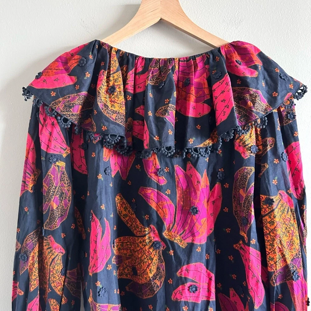 Farm Rio Patchwork Bananas Blouse Size Small New with tags